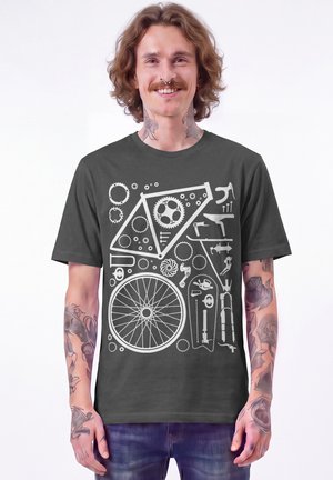 watapparel, FAHRRADTEILE UNISEX - T-shirt imprimé - anthracite