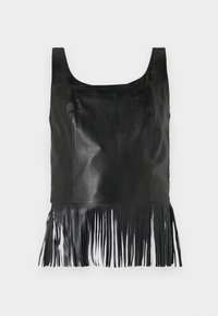 EVIE FRINGED CROP - Top - black