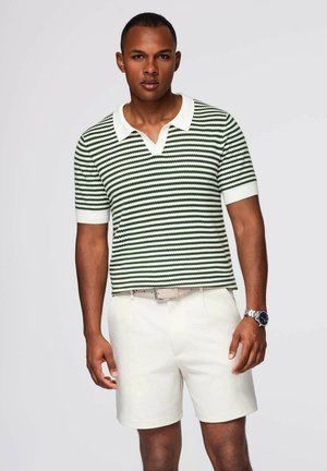 BUTTONLESS WITH NAUTICAL STRIPES - Polo shirt - olive and white