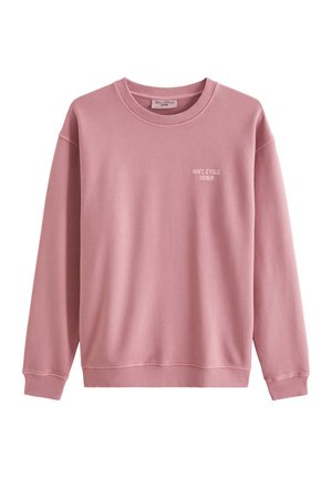 Pinkes Sweatshirt mit Rundhalsausschnitt, langen Ärmeln und kleinem weißem "Marc O'Polo Denim"-Logo auf der linken Brust.