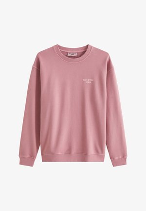 Pinkes Sweatshirt mit Rundhalsausschnitt, langen Ärmeln und kleinem weißem "Marc O'Polo Denim"-Logo auf der linken Brust.