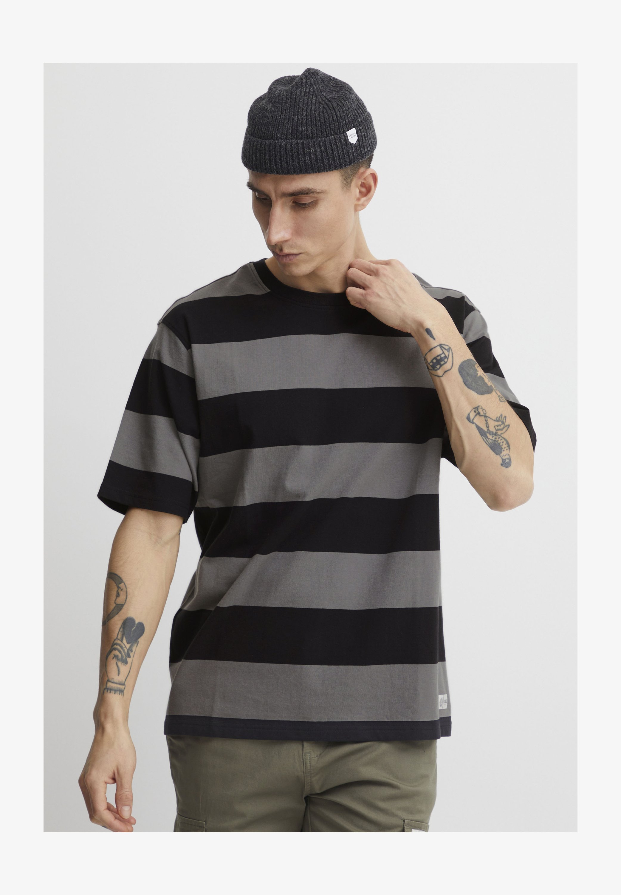 Maglietta Uomo Solid Malte A Righe Con Taschino - Manica Corta, Girocollo, Vestibilità Regolare, Rosso Vino (0985), XXX-Large