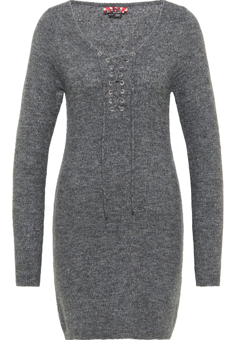 myMo ROCKS Gebreide jurk donkergrijs gemêleerd myMo ROCKS Gebreide jurk donkergrijs gemêleerd