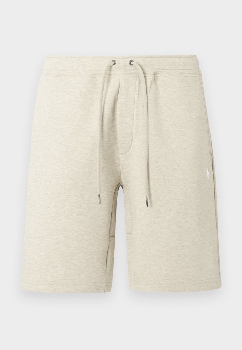 Lichtgrijze katoenen shorts met een elastische tailleband, verstelbaar trekkoord en zijzakken. Voorzien van een klein geborduurd logo.