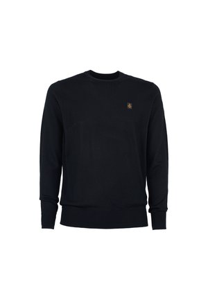 Zwarte crewneck sweatshirt gemaakt van een zachte stof, met lange mouwen en geribbelde manchetten en onderrand. Klein logo op de borst.