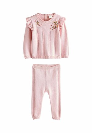 SET - Püksid - pink flower embroidered