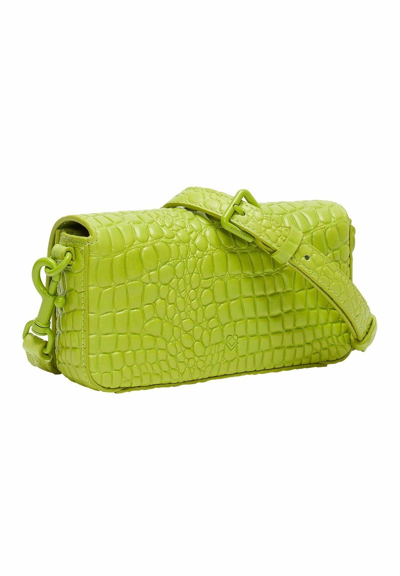 Portaoggetti In Pelle LIEBESKIND BERLIN Paper Bag Pendant Round, Verde Fluorescente (Neon Garden), 7x7x1,5 Cm, Con Moschettone