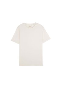 Witte katoenen t-shirt met een ronde halslijn en korte mouwen, met een relaxte fit en een soepele textuur, zonder zichtbare patronen of accenten.