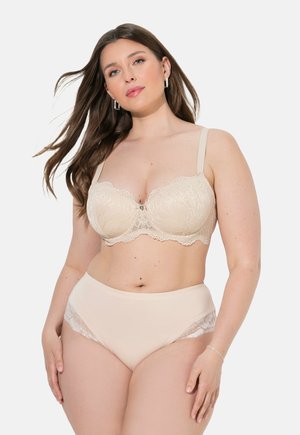 Ulla Popken, 2 PACK LACE TRIM PANTS - Slip - pale beige