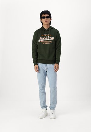 Jack & Jones JJELOGO HOOD 2 PACK - Pulover s kapuco - green/black
