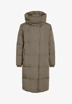 Puhvistepp sisaldab heledat pruunikat tooni, millel on kõrge krae, pikad varrukad ja tikandiga kobaramosaiik.