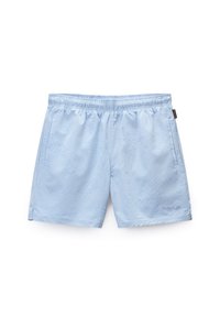 Șorturi de înot de culoare albastru deschis, cu un talie elastică, țesătură texturată și buzunare laterale; include un mic logo în partea dreaptă jos.