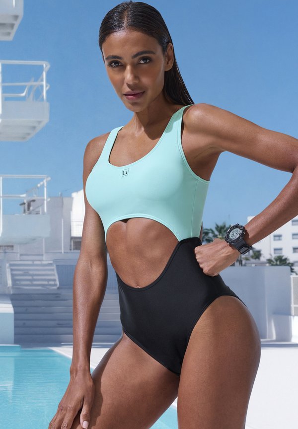 Badeanzug - schwarz mint