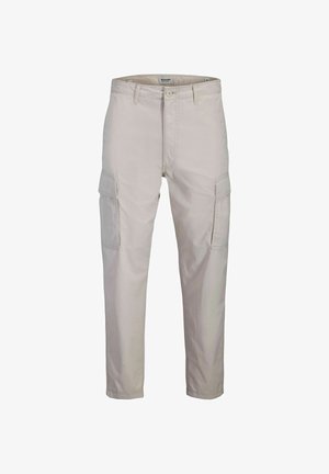 Beežid tööpüksid küljetaskutega, vööaasadega, nööpkinnitusega ja sirgjoonelise säärega.