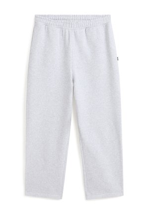 Pantalones deportivos gris claro con cintura elástica. Tela suave, diseño de pierna recta y sin bolsillos visibles ni estampados.