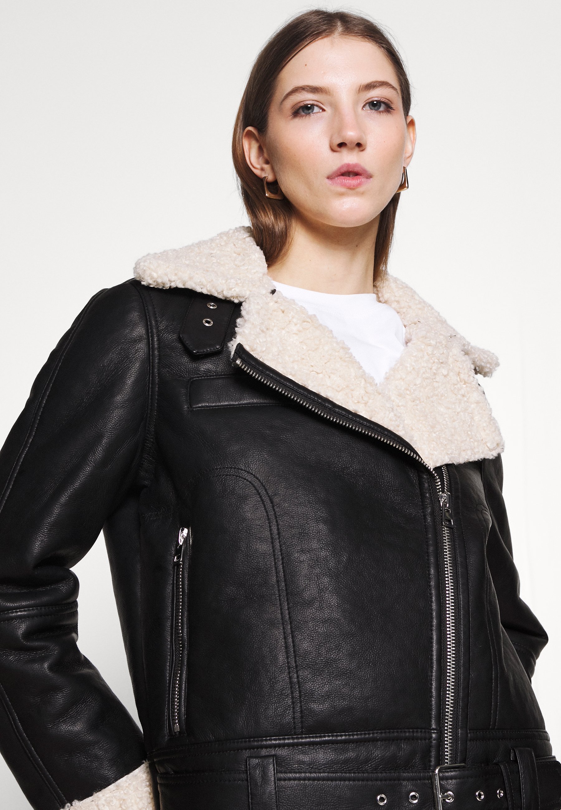 topshop borg biker jacket