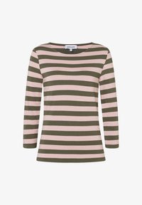 Niet geselecteerd, dusty rose olive leaf regular stripes jersey
