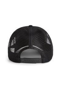 Black mesh cap with a solid black adjustable strap at the back. The mesh design offers ventilation; the overall shape is classic and rounded.