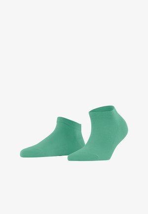 Grüne Knöchelsocken aus einem glatten, dehnbare Stoff; mit einem gerippten Bündchen und einem nahtlosen Zehendesign für Komfort und Passform.