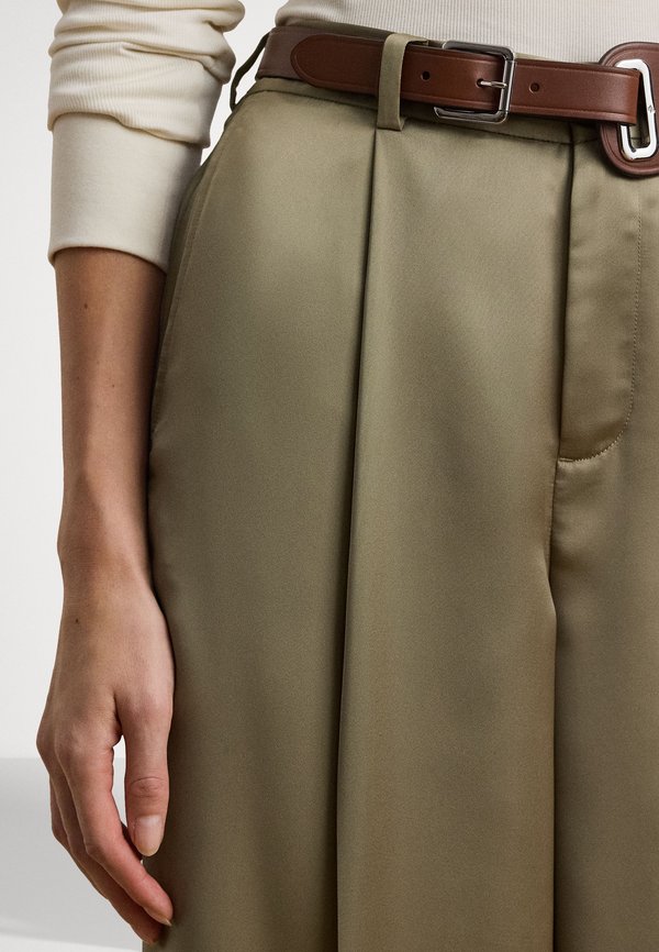 SATIN CHARMEUSE WIDE LEG PANT - Trousers - madison tan2