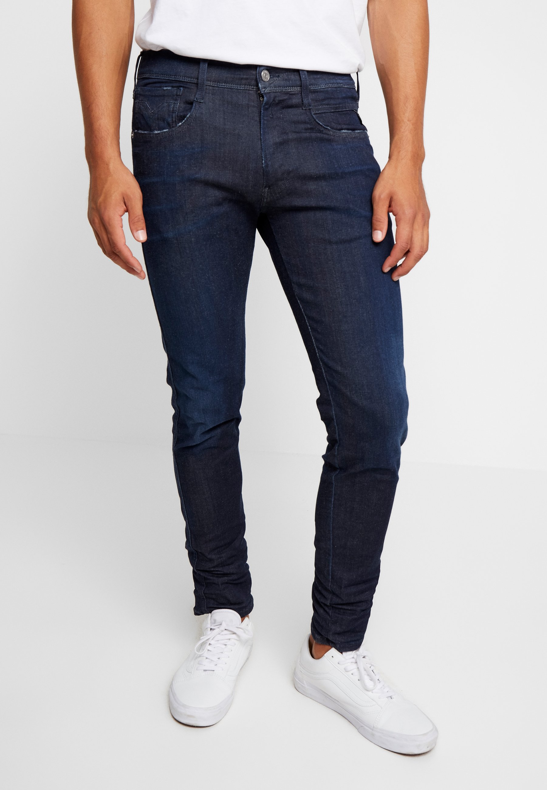 Replay ANBASS HYPERFLEX CLOUDS Jeans slim fit dark blue Blue Anbass Hyperflex Clouds Jeans Replay Slim-fit jeans - Herreklær er billig