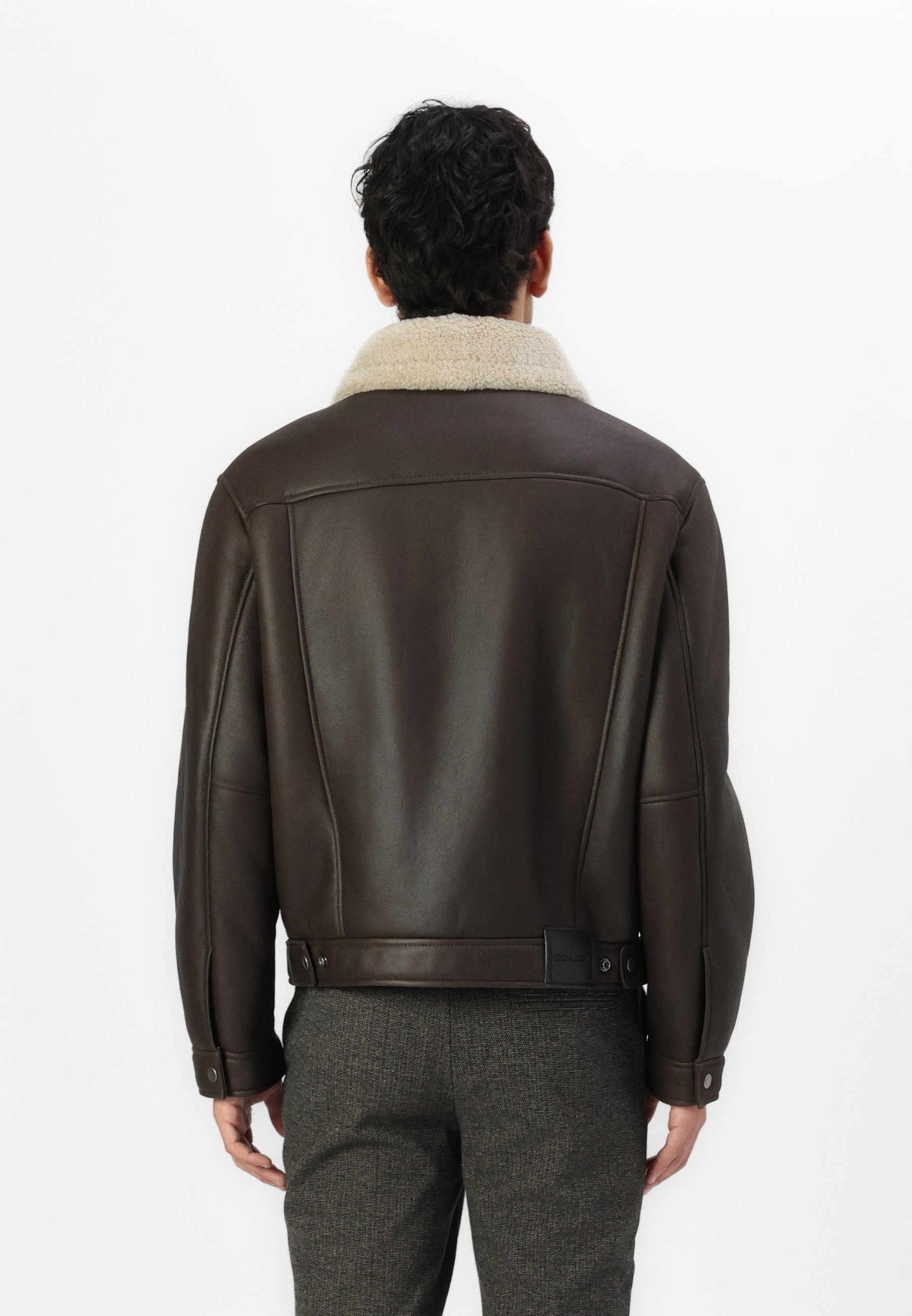 COACH TRUCKER JACKET - Leather jacket - dark brown - Zalando.co.uk