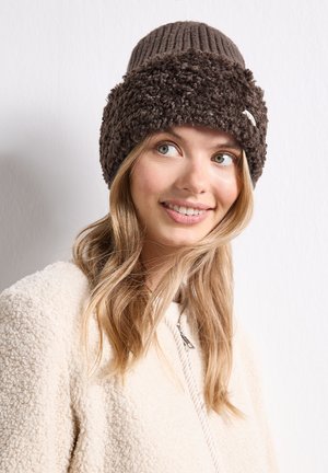 Street One, STRICK BEANIE MIT TEDDYDETAILS - Bonnet - auburn brown