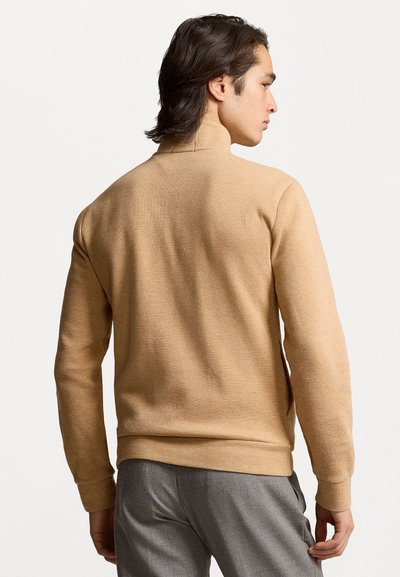 Polo Ralph Lauren DOUBLE-KNIT QUARTER-ZIP PULLOVER - Hosszú ujjú felső - classic camel heather