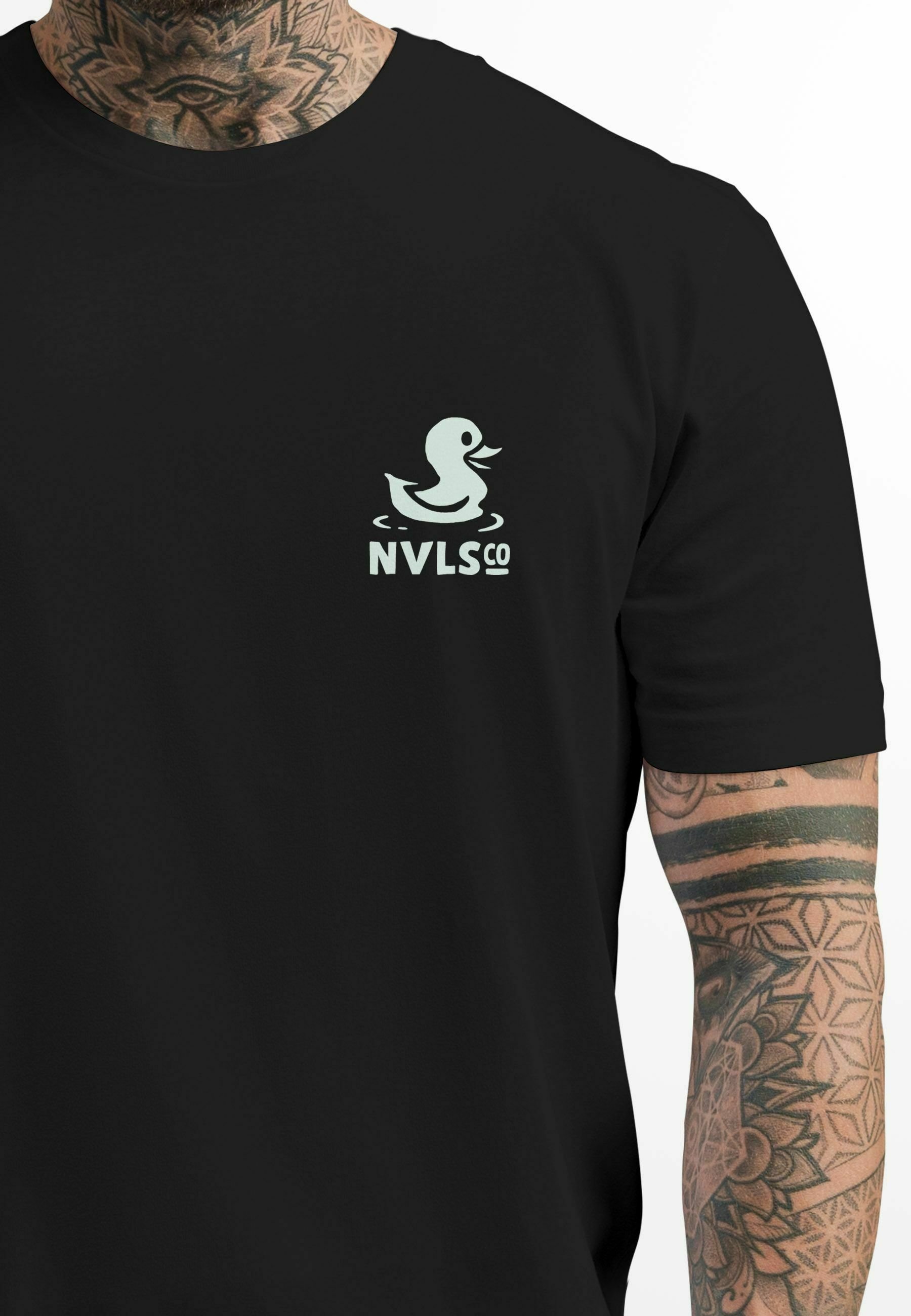 Neverless Herren T-Shirt Mit Graffiti-Ente – Slim Fit, 100% Baumwolle
