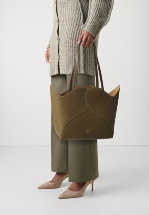 Pinko, HEART TOTE - Sac à main - khaki/antique gold-coloured