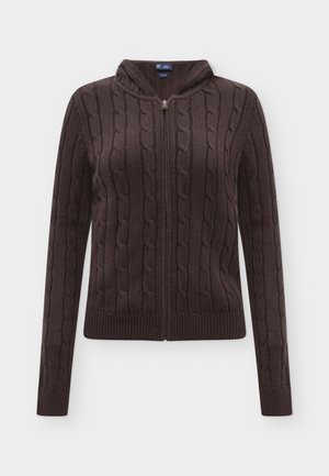 GAP, CABLE FULL ZIP HOODIE - Chaqueta de punto - terra brown