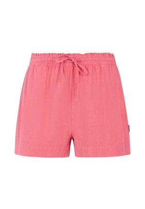 Rosa Shorts mit elastischem Bund und Kordelzug. Aus weichem Stoff gefertigt, mit lockerer Passform und ohne Taschen.