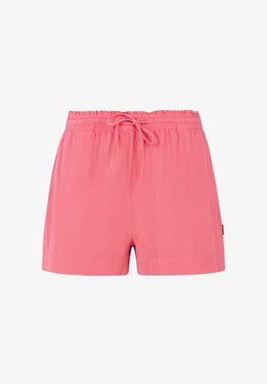 Roze shorts met een elastische tailleband en een trekkoord. Gemaakt van zachte stof, met een ontspannen pasvorm en zonder zakken.