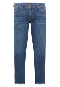 Jeans i medelblå tvätt, med rak benmodell, femficksdesign och kontrasterande sömmar. Knapp- och dragkedjestängning.