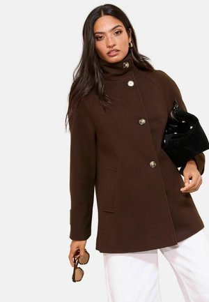REGULAR FIT - BUTTON FRONT - Abrigo corto - chocolate brown