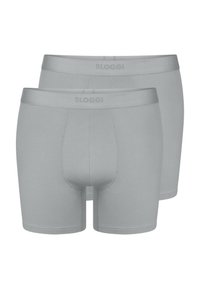 Šedé boxerky vyrobené z hladkého materiálu, s plochým pasem s logem "SLOGGI" a upnutým střihem s tvarovaným uzávěrem.