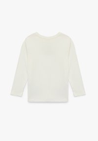Langærmet skjorte i off-white bomuld. Rund halsudskæring, glat tekstur, lige snit, med enkel syning langs kanter og ærmer.