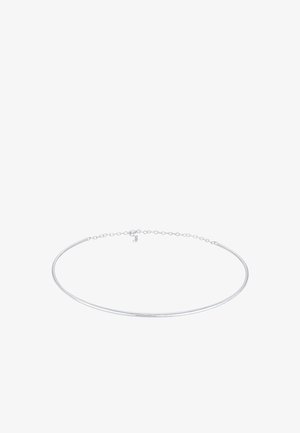 Colier choker din argint cu un design minimalist. Dispune de o formă rotundă, netedă, cu extensie de lanț pentru o potrivire ajustabilă.