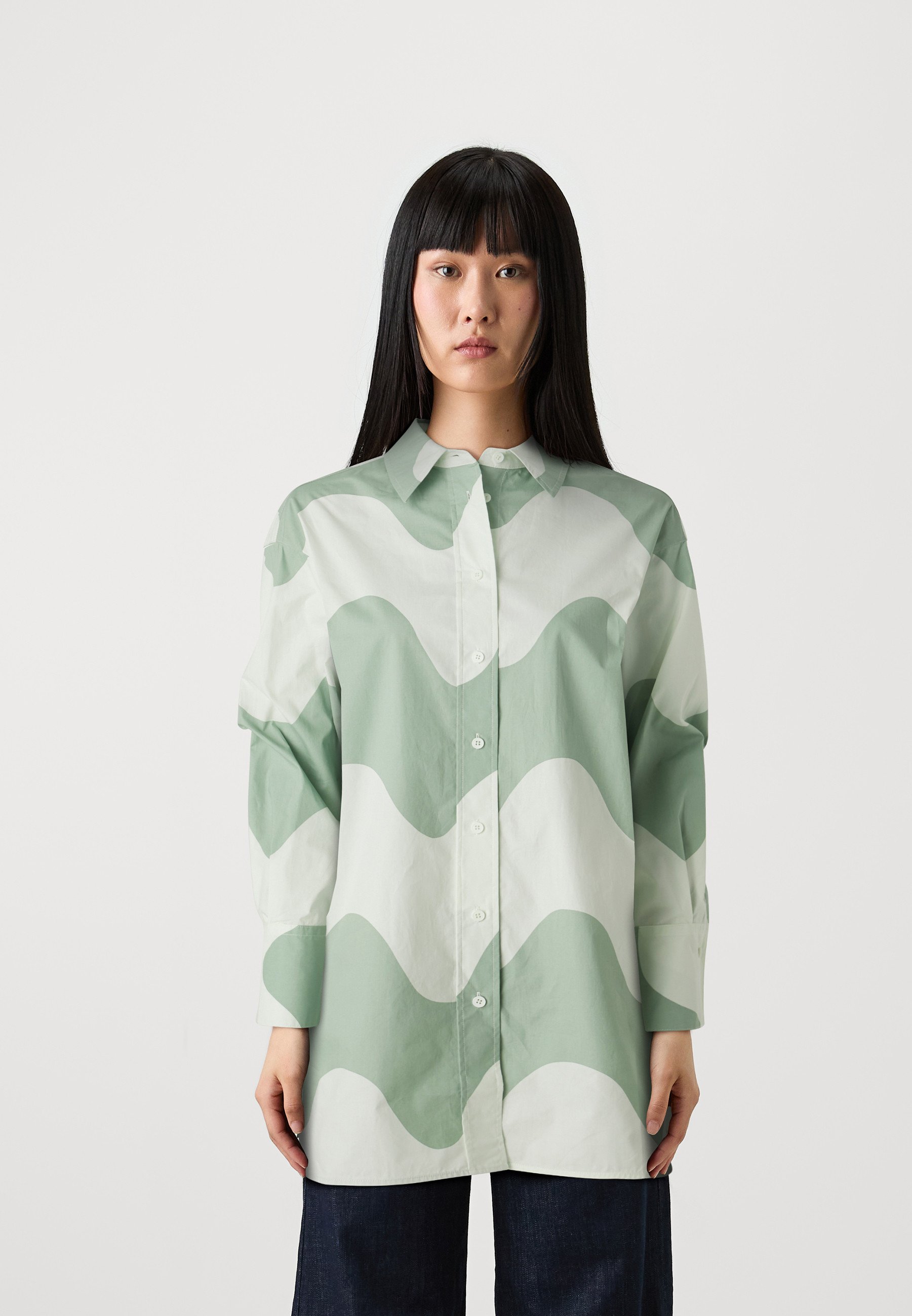 Marimekko NILA LOKKI - Button-down blouse - greyish green/grey 