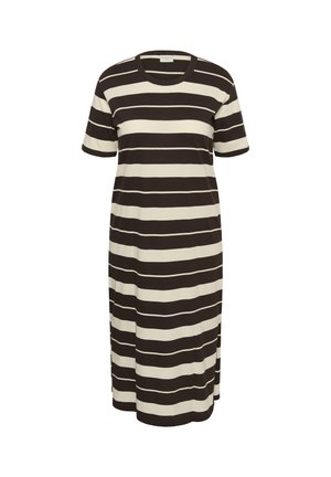 Kaffe Curve, KCWINNIE DRESS - Robe en jersey - coffee bean turtledove stripe