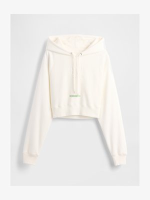 Haut court en crème clair en tissu doux, doté d'une capuche avec cordon de serrage, de manches raglan, d'un logo "GAP" en relief et de poignets côtelés.