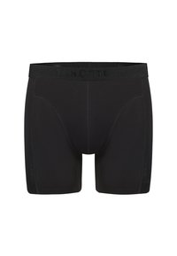 Boxers noirs en tissu lisse avec une large ceinture élastique. Présentent un design sans coutures et des détails de coutures contrastés.