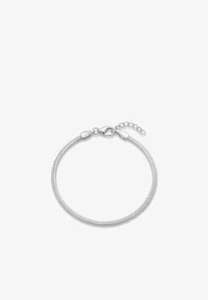 Bracelet chaîne en argent avec fermoir homard et chaîne d'extension réglable sur fond blanc.