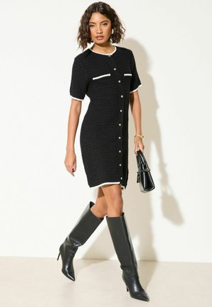 REGULAR FIT - MINI BUTTON THROUGH - Strickkleid - black