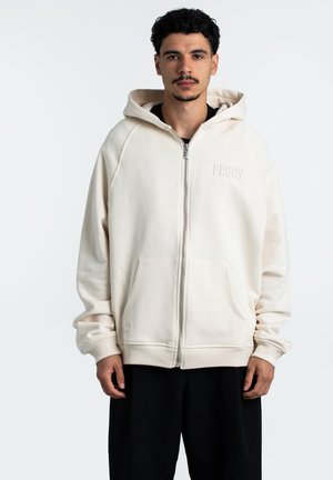 DEBOSSED LOGO - Zip-up sweatshirt - white sand