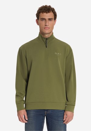 NO EXCESS, HALF-ZIP SWEATER - Sweatshirt - moss