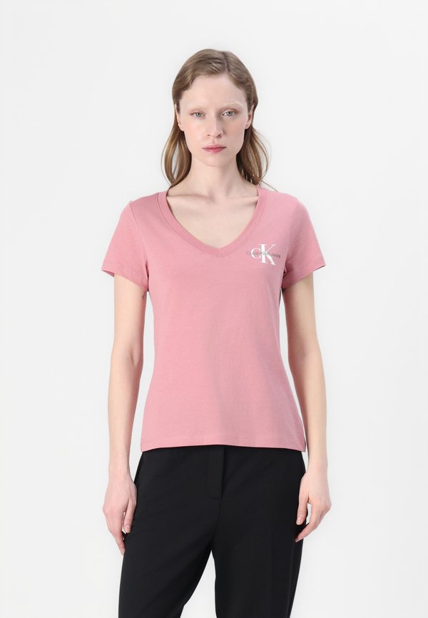 MONOLOGO V NECK TEE - Print T-shirt - rose dusk
