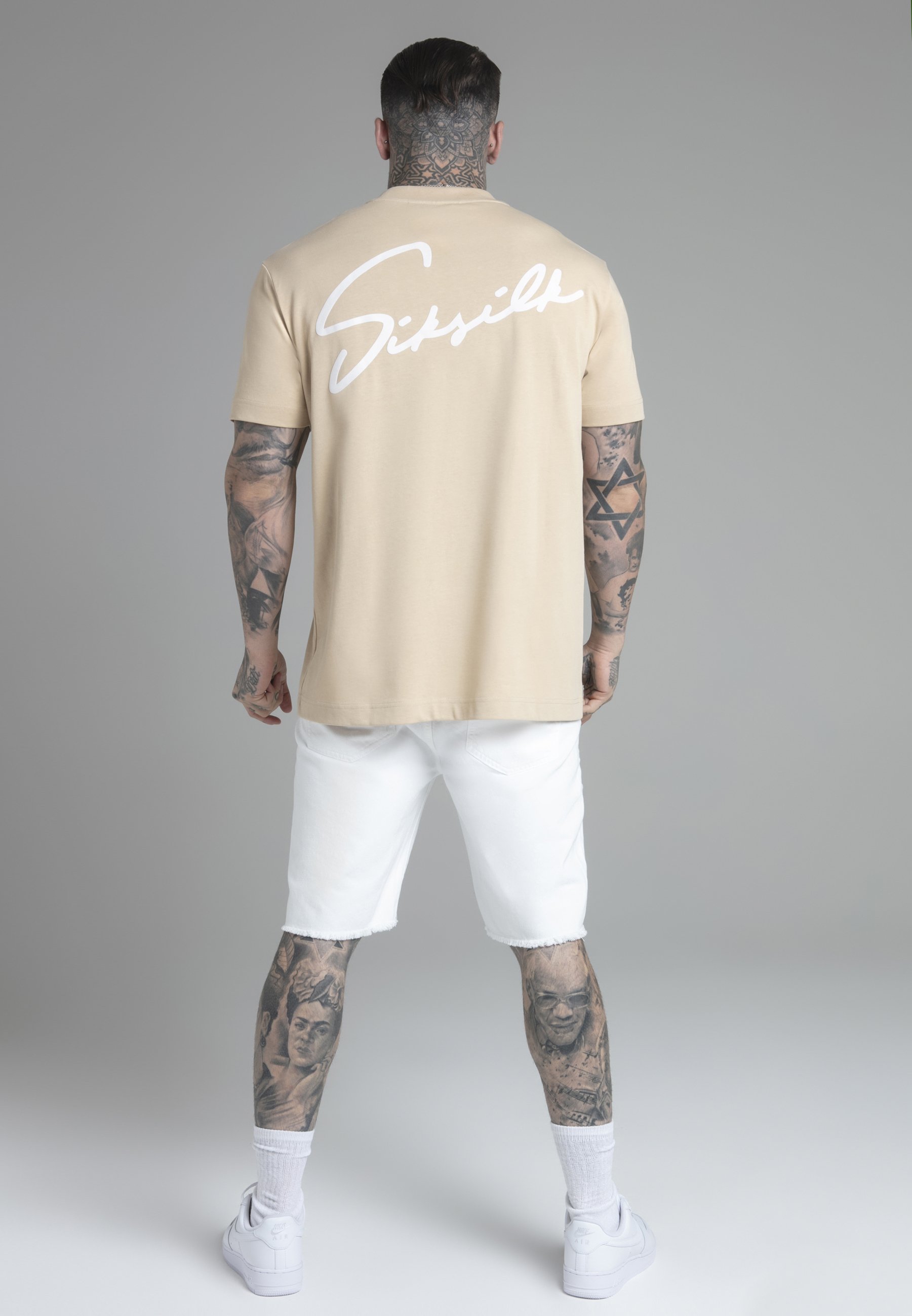 Siksilk Script T-shirt Beige Chile Pink Camiseta SikSilk Script