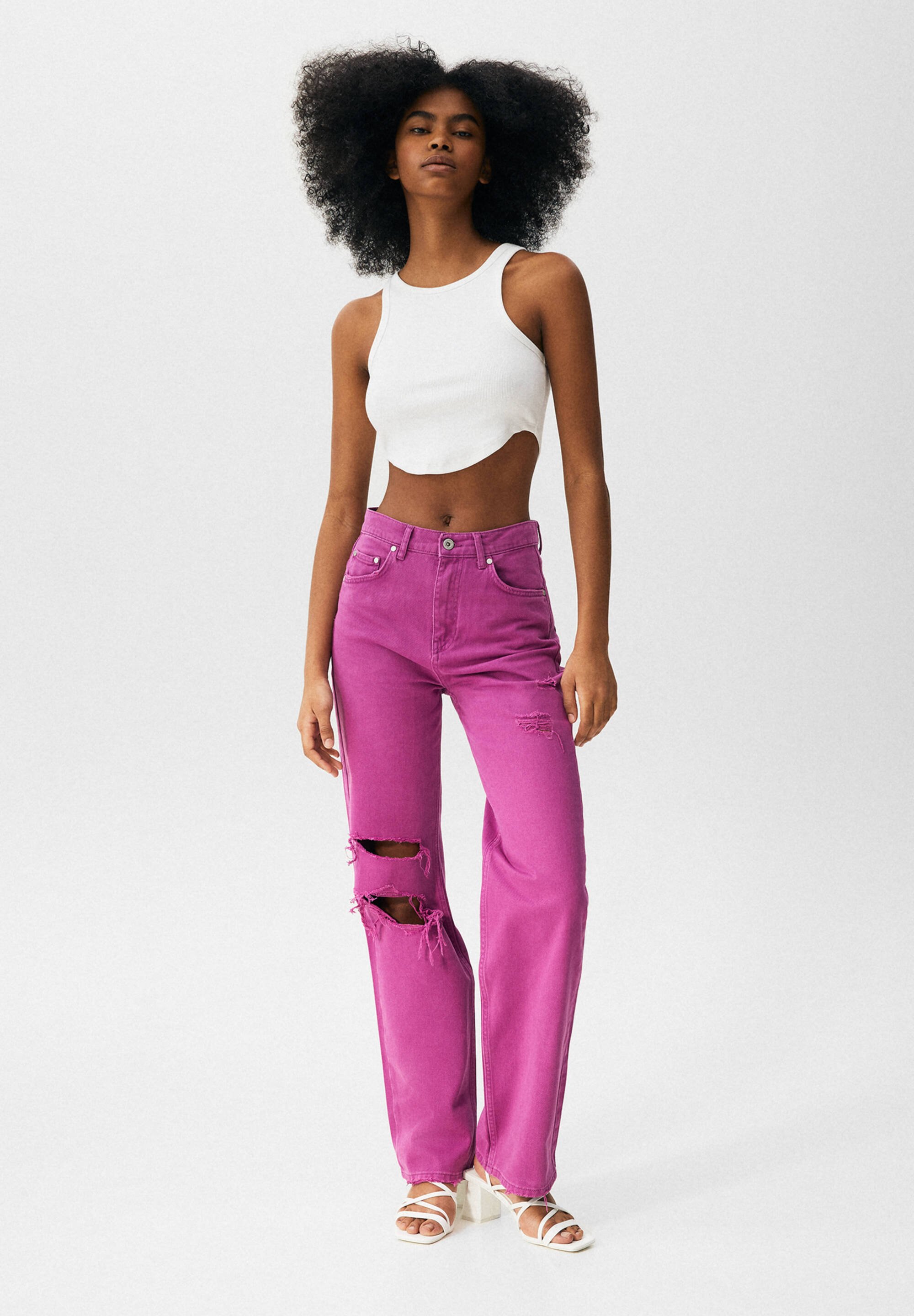 PULL\u0026BEAR RIPPED - Jeans a sigaretta - mauve/malva - Zalando.it