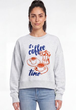 watapparel, ITS COFFEE TIME - Sweater - cool heather grey